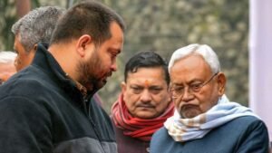 Bihar CM Nitish Kumar and deputy CM Tejashwi Yadav 