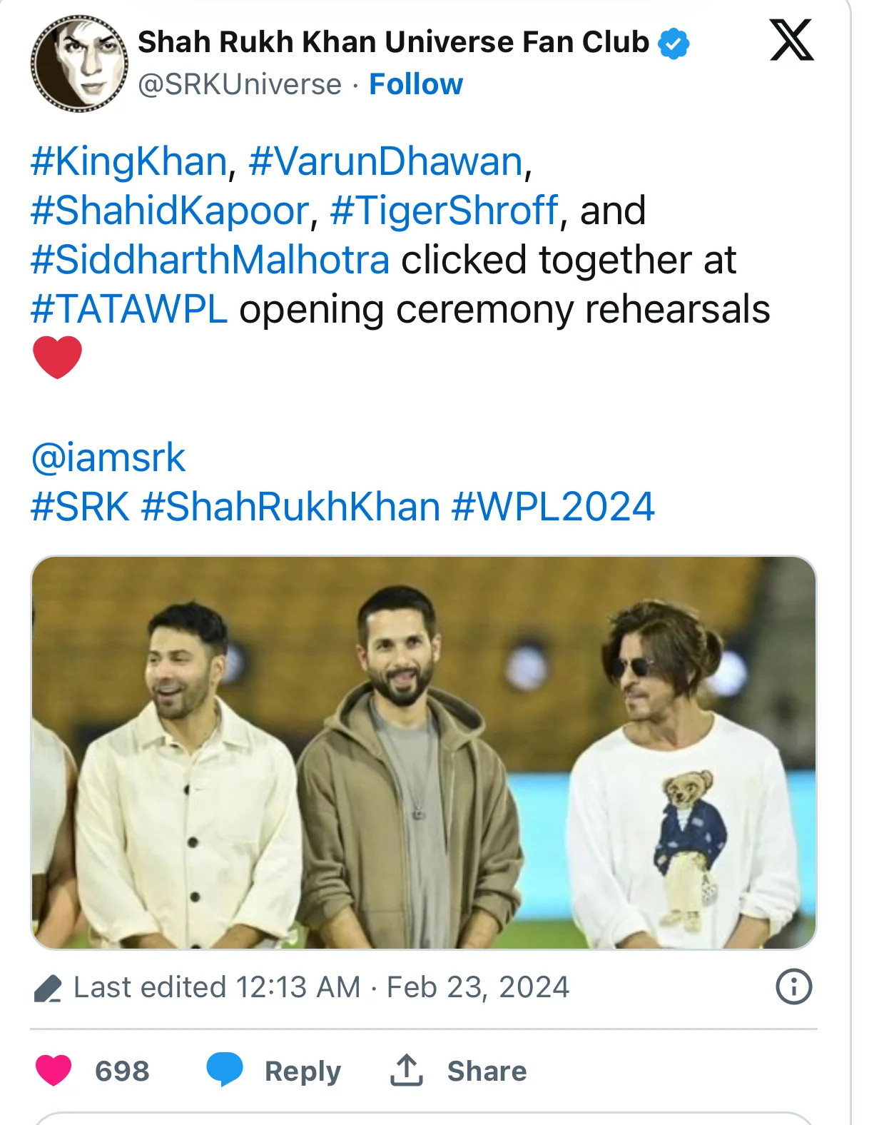 Post on X: Bollywood Stars Rehearse for WPL 2024 Opening