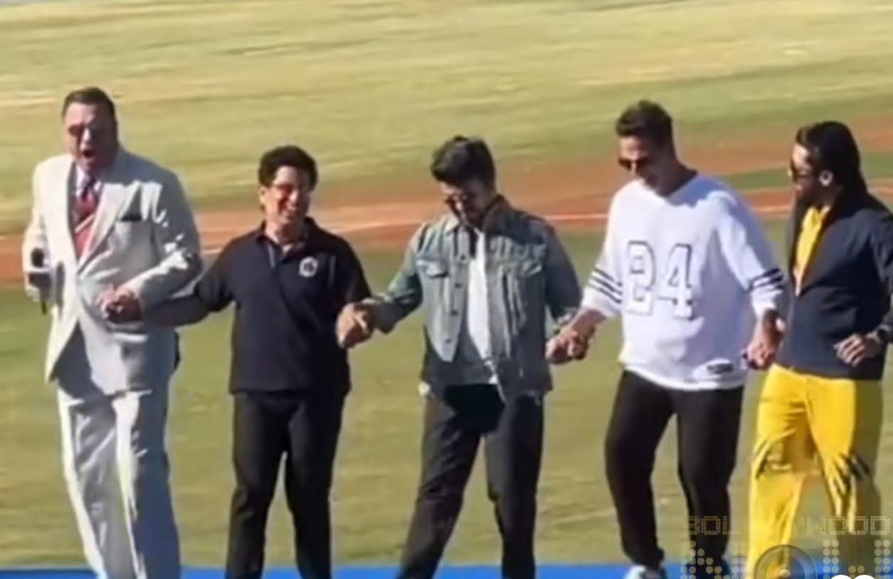 At ISPL : Sachin, Ram Charan, Akshay, Suriya Dance to 'Naatu Naatu' 